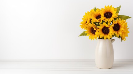 Artificial sunflowers bouquet in a pot