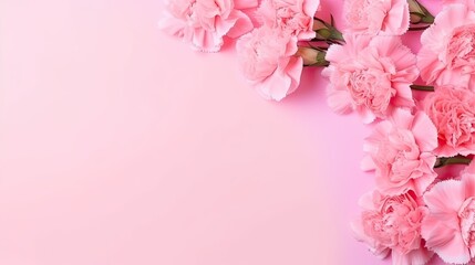 Beautiful pink carnation flowers bouquet on pink background