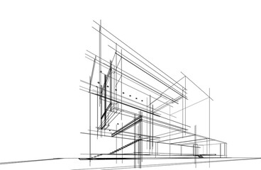 building sketch architectural 3d rendering