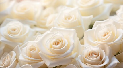 Bouquet of white roses close up on a light background