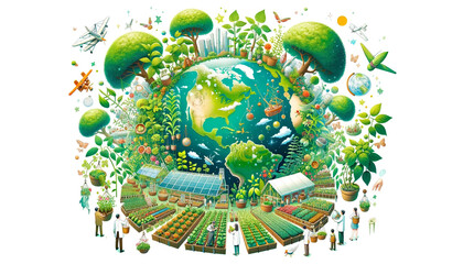 エコロジーと地球を中心に発芽する植物-Generative AI