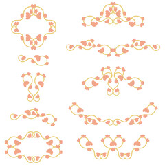 Flourish Floral Border. Flower Vintage hand drawing elements. Retro Frame graphic Ornament. Sketch drawn cartoon corner element. Vector illustration isolated on white background 