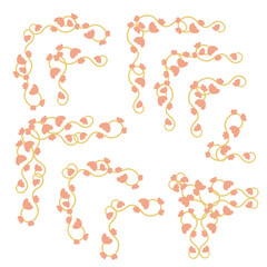 Flourish Floral Border. Flower Vintage hand drawing elements. Retro Frame graphic Ornament. Sketch drawn cartoon corner element. Vector illustration isolated on white background 