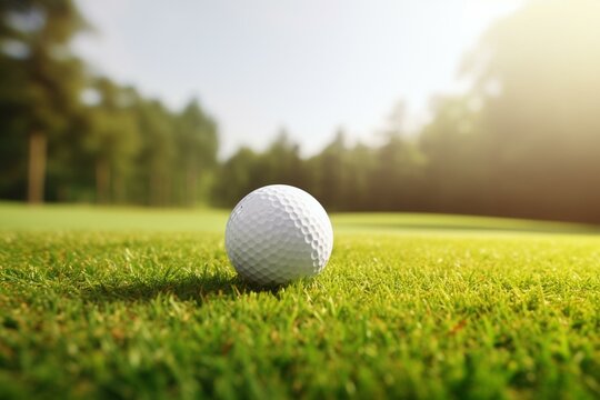 High-definition 8K wallpaper of a golf ball in a stock photo. Generative AI