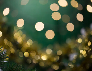 Green Shiny Bokeh Christmas Background