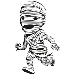 Ancient Mummy in Black and White Vector