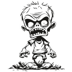 Black and White Phantasmal Image of a Scary Zombie for Halloween