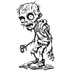 Black and White Phantasmal Zombie isolated black silhouette