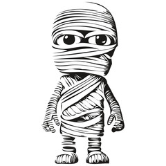 Detailed Mummy Portrait in Vector for Halloween Graphics