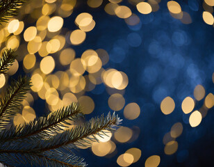 Blue Christmas Lights shiny Bokeh Background 