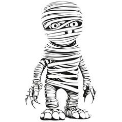 Eerie Black and White Mummy Portrait