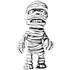 Fototapeta na wymiar Eerie Hand-Drawn Halloween Mummy Illustration