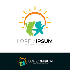 children's community logo icon of two small children playing