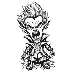 Malevolent Hand-Drawn Reflection of a Vampiric Figure