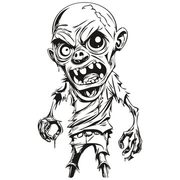 Malevolent Hand-Drawn Zombie in Halloween Night