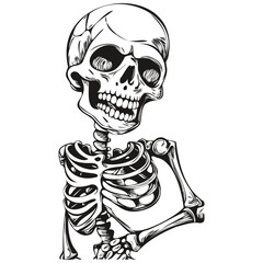 Mysterious Image of a Scary Skeleton in Black and White