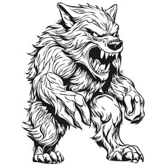 Obraz premium Scary Black and White Werewolf Haunt