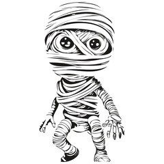 Fototapeta na wymiar Spine-Chilling Hand-Drawn Mummy Image in Vector