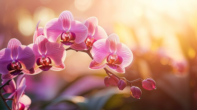 Close-up of a blooming pink butterfly orchid