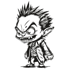 Transparent Halloween Image of a Vampire Reflection in Black and White