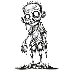 Transparent Image of a Zombie for Halloween isolated black silhouette