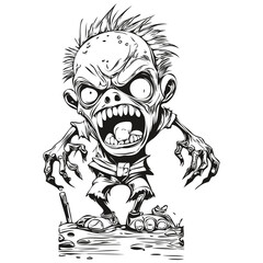 Vector Halloween Zombie in Hand-Drawn Style