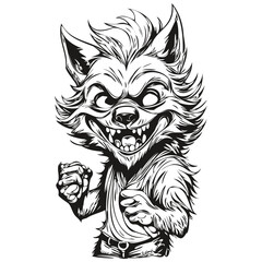 Vector Werewolf for Halloween isolated black silhouette