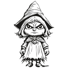Vector Witch Entity in Hand-Drawn Style for Halloween