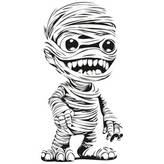 Vintage Mummy Curse in Monochrome Vector