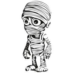 Vintage Mummy Curse in Monochrome Vector
