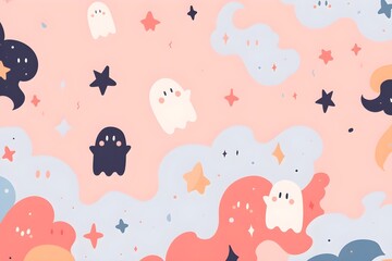 A super cute abstract halloween wallpaper - AI Generated