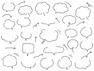 ゆるい吹き出しのベクターイラストセット。　ふきだし、フレーム	