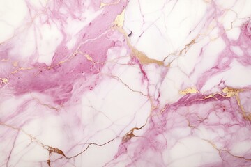 Abstract pink and white marbled background with intricate golden cracks. Generative AI