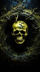 halloween background with skull and bones