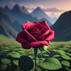 Rosa roja en la naturaleza 