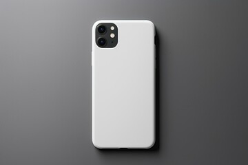 White phone case mock up on gray background. Generative AI