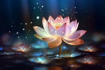 Beautiful lotus and shimmering blur. Generative AI