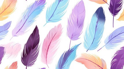 Fototapeta na wymiar Flat watercolor feather repeating pattern tile feathers seamless background pattern with feathers pattern tile,, feathers seamless pattern