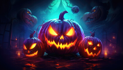 Fototapeta premium Neon halloween wallpaper