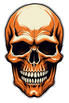 Skeleten head sticker isolated on a white background