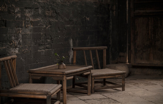 Traditional Chinese wooden chairs and table
