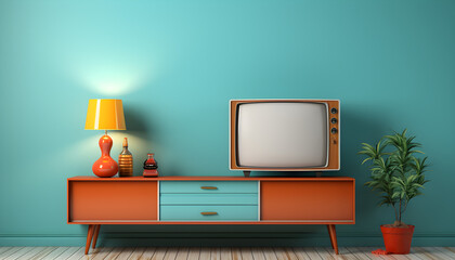Retro Room with Vintage TV, A Nostalgic Journey