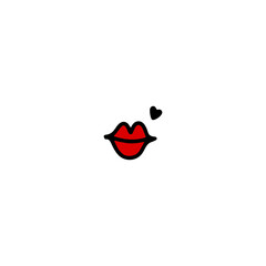 Cute red lips illustration in doodle style