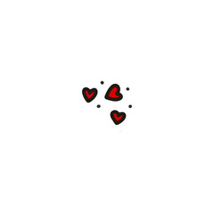 three red hearts illustration in doodles style
