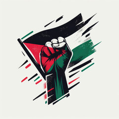 Hand shaped fist in front of Palestinian flag - obrazy, fototapety, plakaty