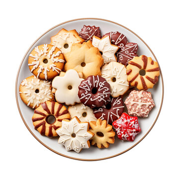 christmas cookies on a plate isolated on transparent background Remove png, Clipping Path
