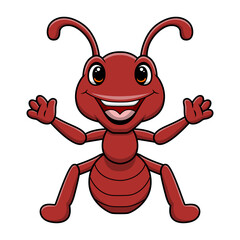 Cute ant cartoon on white background