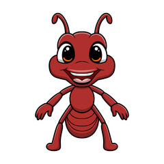 Cute ant cartoon on white background