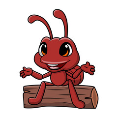 Cute ant cartoon on white background