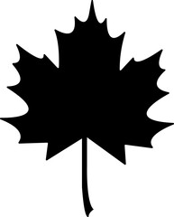 Black fill Maple leaf shape icon. Forest and wood symbol sign. Nature tree logo. Canada label icon isolated on transparent background. Contour drawing. Minimalist art.